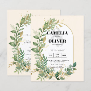 Mariage en or Leaf de plantes modernes Invitation