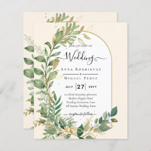 Mariage en or Leaf de plantes modernes Invitation