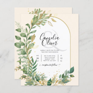 Mariage en or Leaf de plantes modernes Invitation