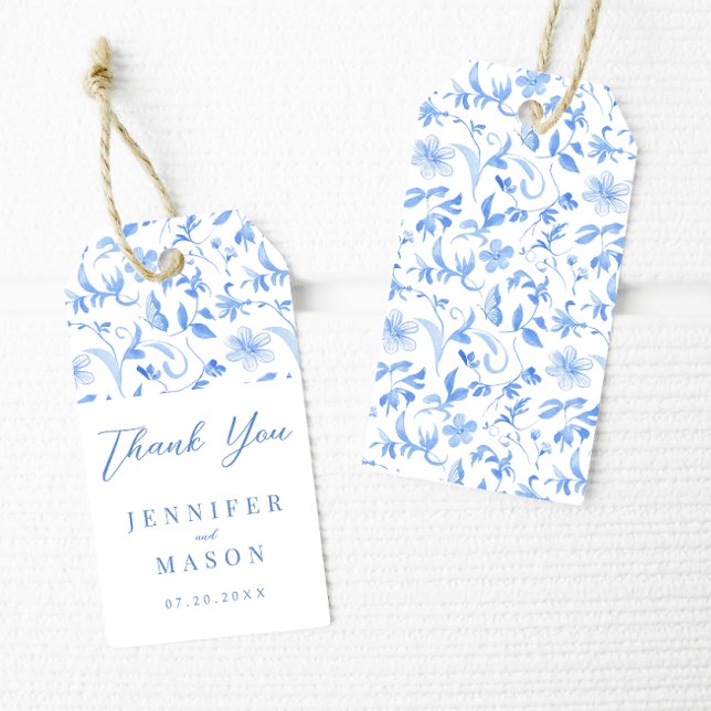 Mariage en porcelaine bleue merci les étiquettes c (Créateur téléchargé)