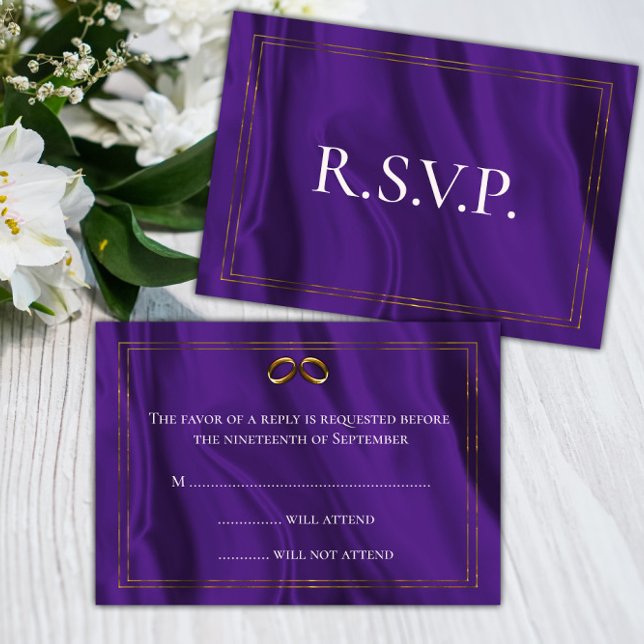 Mariage en soie violette et en or RSVP (Créateur téléchargé)