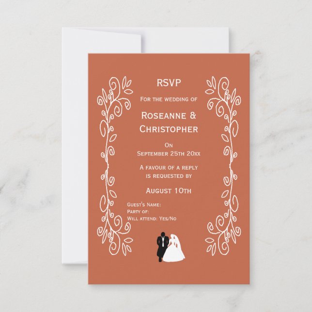 Mariage en terre cuite RSVP Card Bride Groom Desig (Devant)