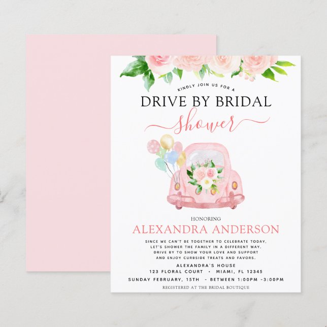 Mariage en voiture à petit budget Fleurs rose blus (Devant / Derrière)