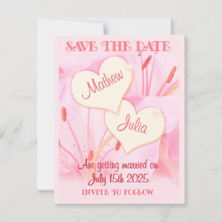 Mariage Enregistrer La Carte Date Pink Lily Design