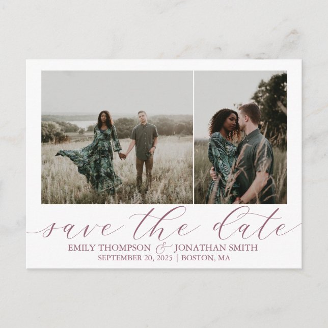 Mariage Enregistrer La Date Carte Postale Deux Ros (Devant)