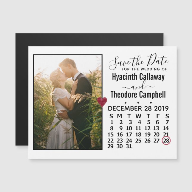 Mariage Enregistrer la date Décembre 2019 Calendri (Devant / Derrière)