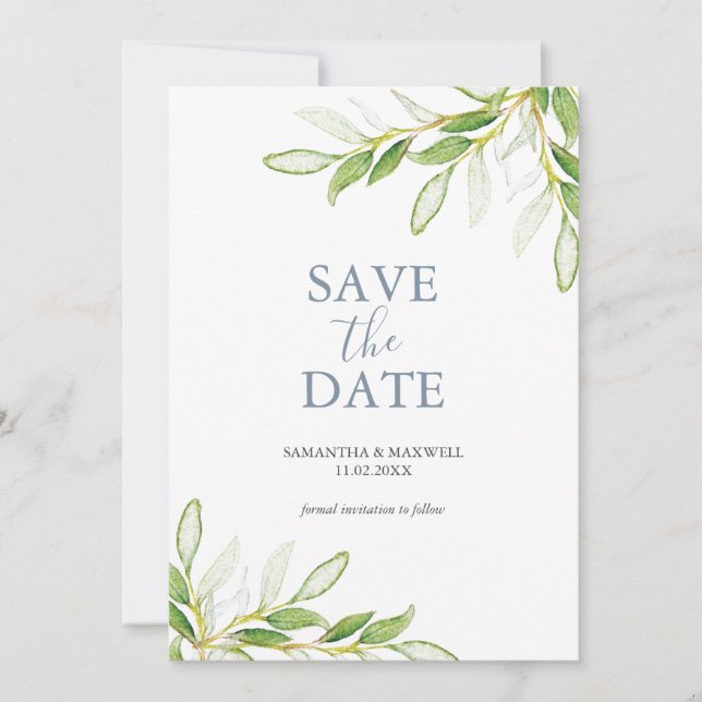 Mariage Enregistrer La Date Invitations Botanique (Devant)