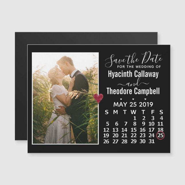Mariage Enregistrer la date Mai 2019 Calendrier Ph (Devant / Derrière)