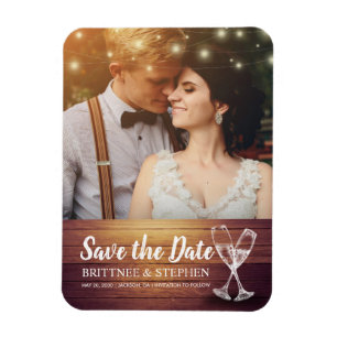 Mariage Enregistrer La Date Photo Magnet Champagne