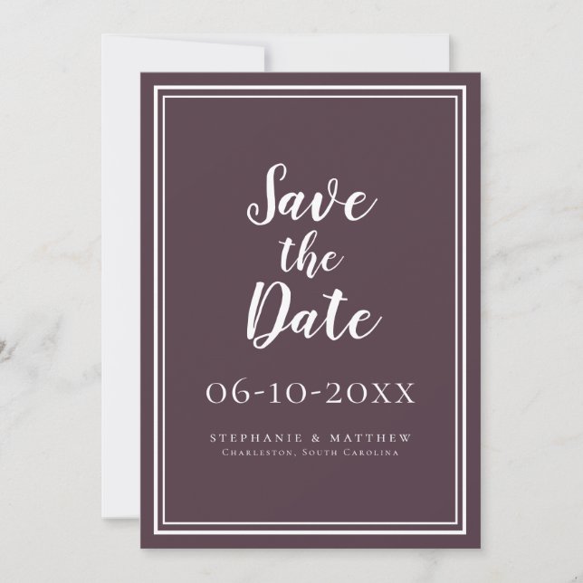 Mariage Enregistrer La Date Purple Simple Script M (Devant)