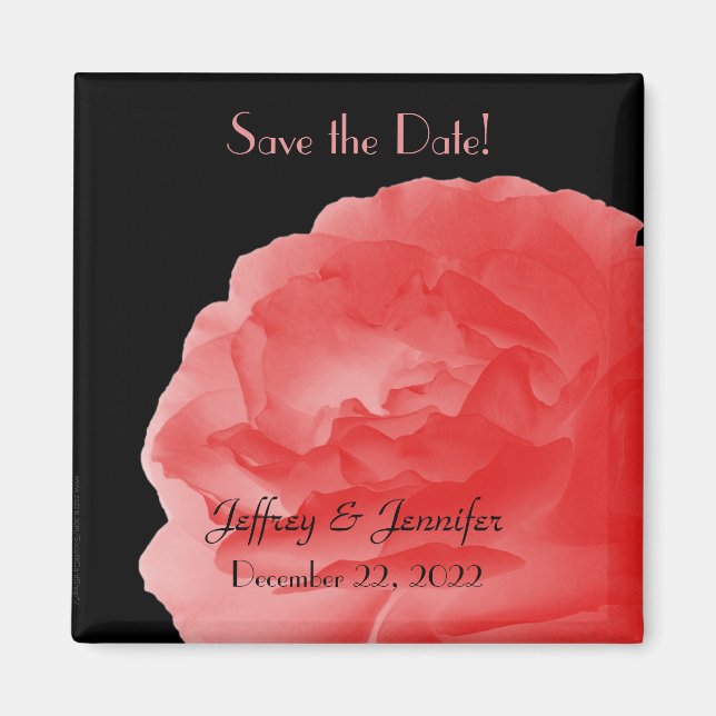 Mariage Enregistrer la date Rose de corail Magnet (Devant)