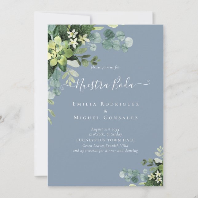 Mariage espagnol NUESTRA BODA Eucalyptus Verdure (Devant)