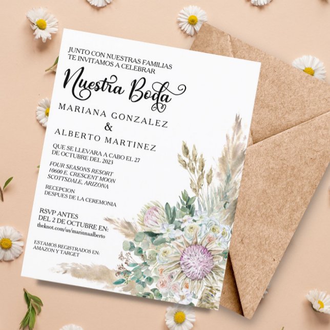 Mariage espagnol Nuestra Boda RSVP Budget Boho (Créateur téléchargé)
