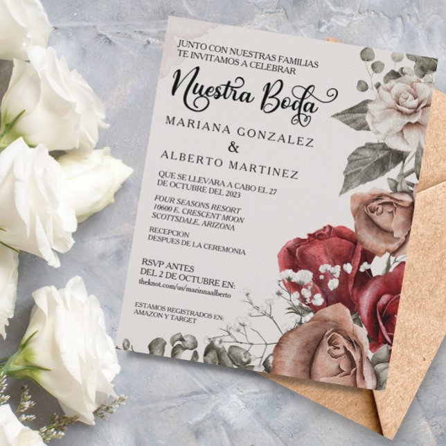 Mariage espagnol Rose Nuestra Boda RSVP Budget (Créateur téléchargé)