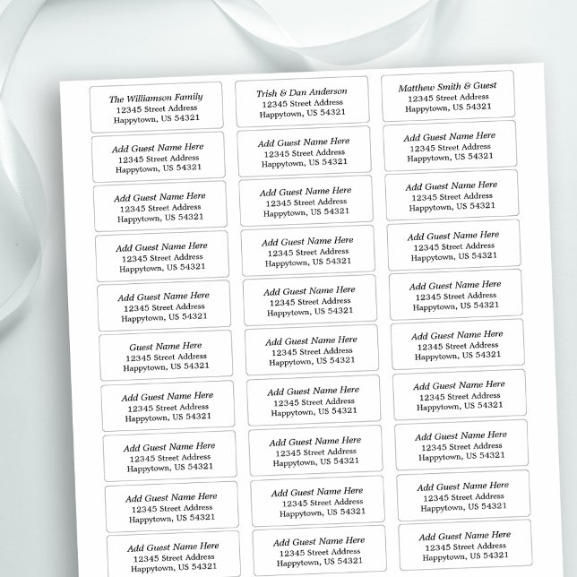 Mariage et événement 30 Étiquettes de adresse invi (Wedding, Event & Party Guest Address Labels)