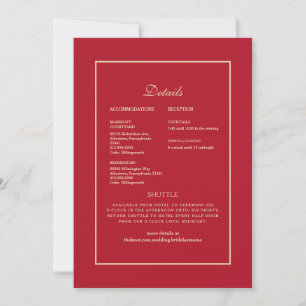 Mariage Ethnic Indian Red & Gold Détail Invitation