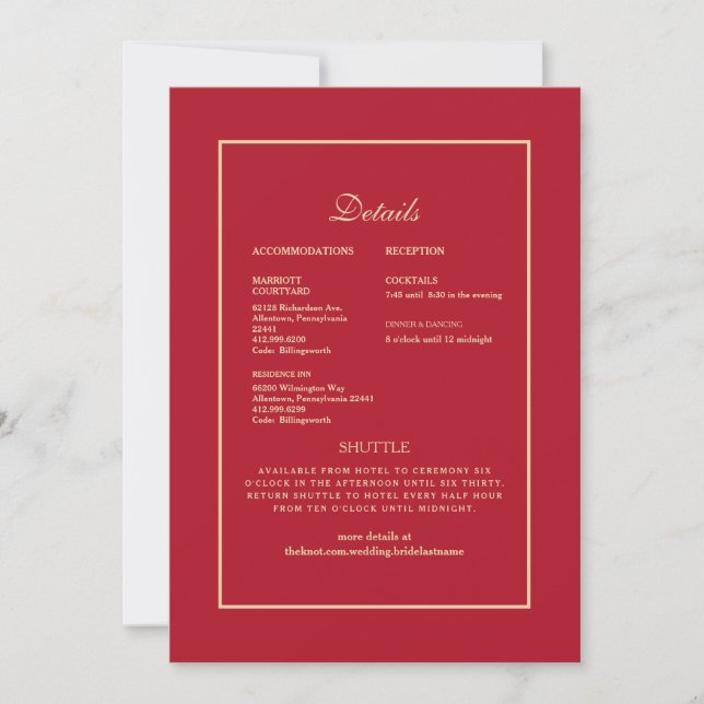 Mariage Ethnic Indian Red & Gold Détail Invitation (Devant)