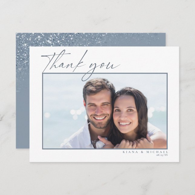 Mariage étincelant Merci Dusty Blue ID889 (Devant / Derrière)