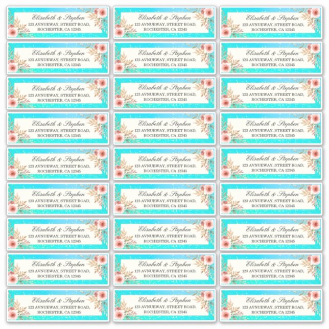 Mariage Étiquette de adresse moderne rose Floral T (Devant)