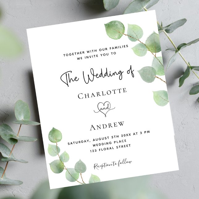 Mariage eucalyptus code QR invitation budgétaire R (Créateur téléchargé)