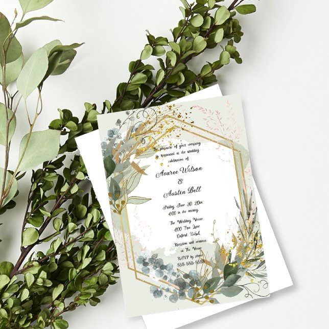 Mariage Eucalyptus Vert Cadre Or (Créateur téléchargé)