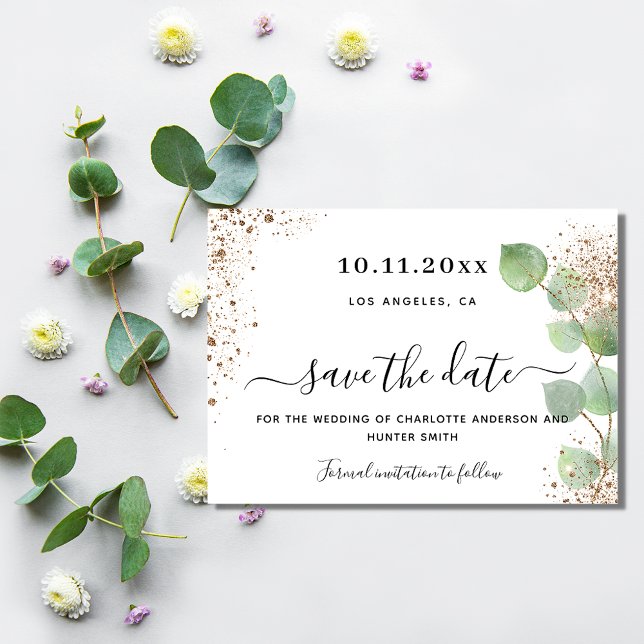Mariage eucalyptus vert or enregistrer la date (Créateur téléchargé)