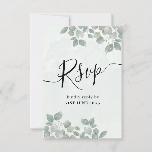 Mariage Eucalyptus Vert Sage Rustique RSVP (Devant)