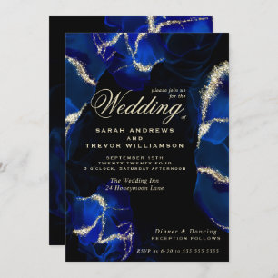 Mariage Exotic Royal Blue Alcohol Ink Invitation