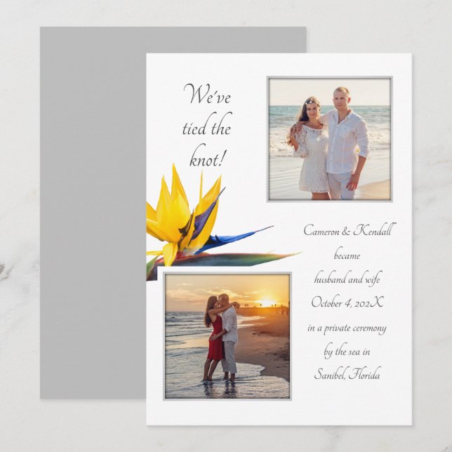 Mariage Faire-part Oiseau de paradis 2 Photos (Devant / Derrière)