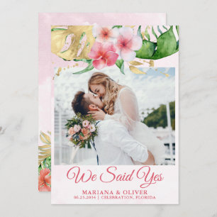 Mariage Faire-part Tropical Flowers Gold