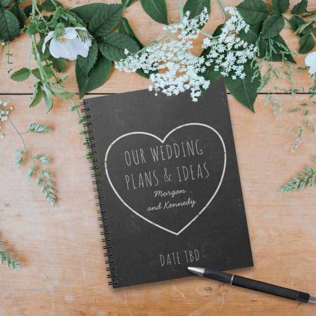 Mariage Faux Chalkboard Plans et idées Carnet (Wedding Plans and Ideas Notebook with space for your name and wedding date)