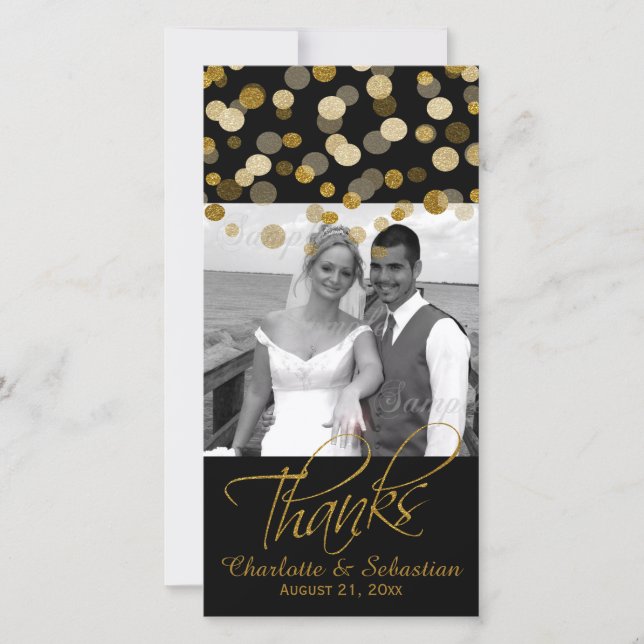 Mariage Faux Gold Parties scintillant points Merci (Devant)