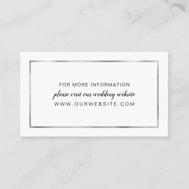 Mariage Faux Silver Foil Frame, carte info (Devant)