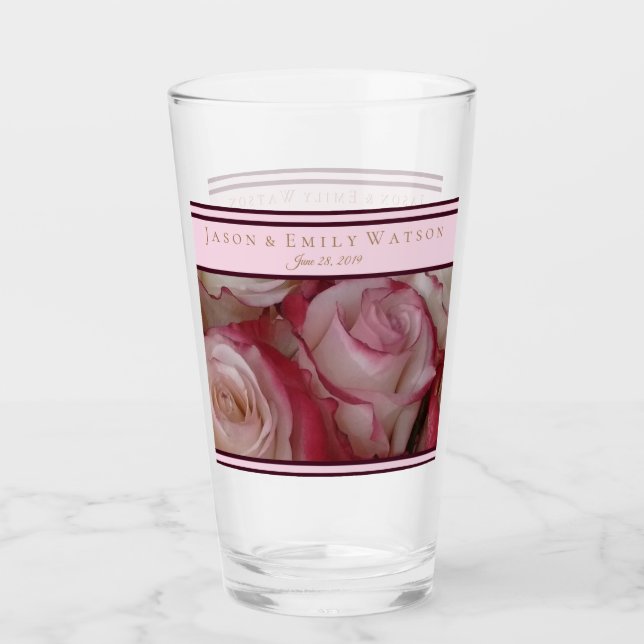 Mariage Favor Verre Blanc-Rose-Rose Accents de vin (Devant)