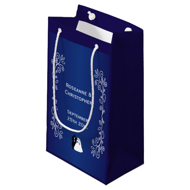 Mariage Favoriser Petite Sac Cadeau Bleu Mariée Sa (Devant Angle)