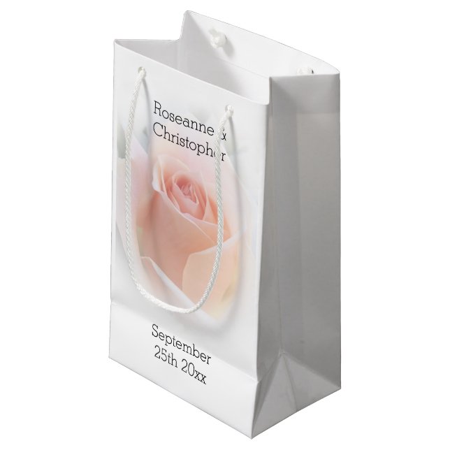 Mariage Favoriser Petite Sac Cadeau Peach Rose Ros (Devant Angle)