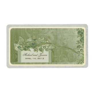 Mariage Favoriser Vin Vintage Étiquette Vert