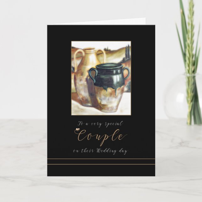 Mariage Félicitations carte de poterie peinte (Devant)
