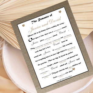 Mariage Fête des mariées Libs Jeu - Burlap