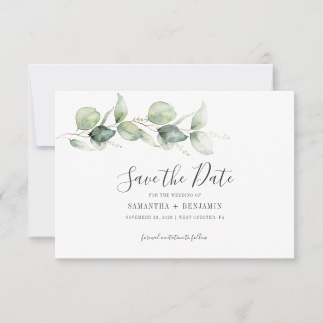 Mariage Feuillage Botanique Eucalyptus Enregistrez (Devant)