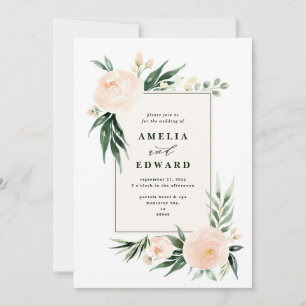 Mariage feuille aquarelle pêche et crème + feuilla
