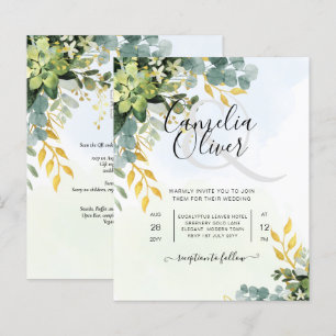 Mariage Feuille d'Eucalyptus or tout-en-1