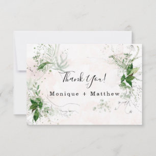 Mariage feuille Eucalyptus rose Carte de remerciem