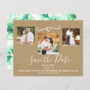 Mariage Feuille vert tropical Photo Sauvez la date