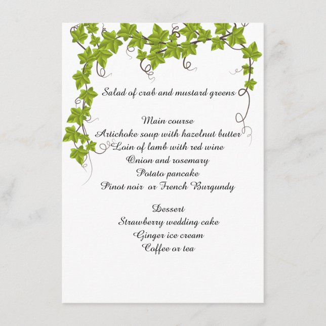 Mariage, Fiançailles, menu plat Fête des mariées (Devant)