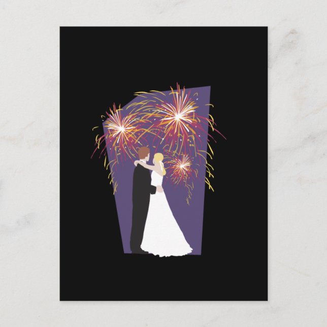 Mariage Fireworks Enregistrer La Date Cartes Posta (Devant)