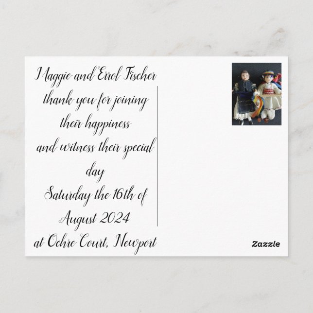 Mariage Flat Carte de remerciements national rouma (Dos)