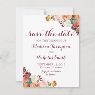 Mariage Fleur Automne Enregistrer La Carte Date, O