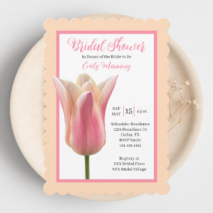 Mariage Fleur Romantique Tulipe Rose Invitation de