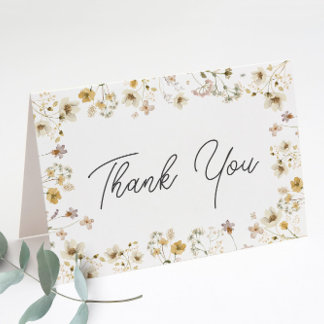 Mariage Fleur sauvage aquarelle Merci plié